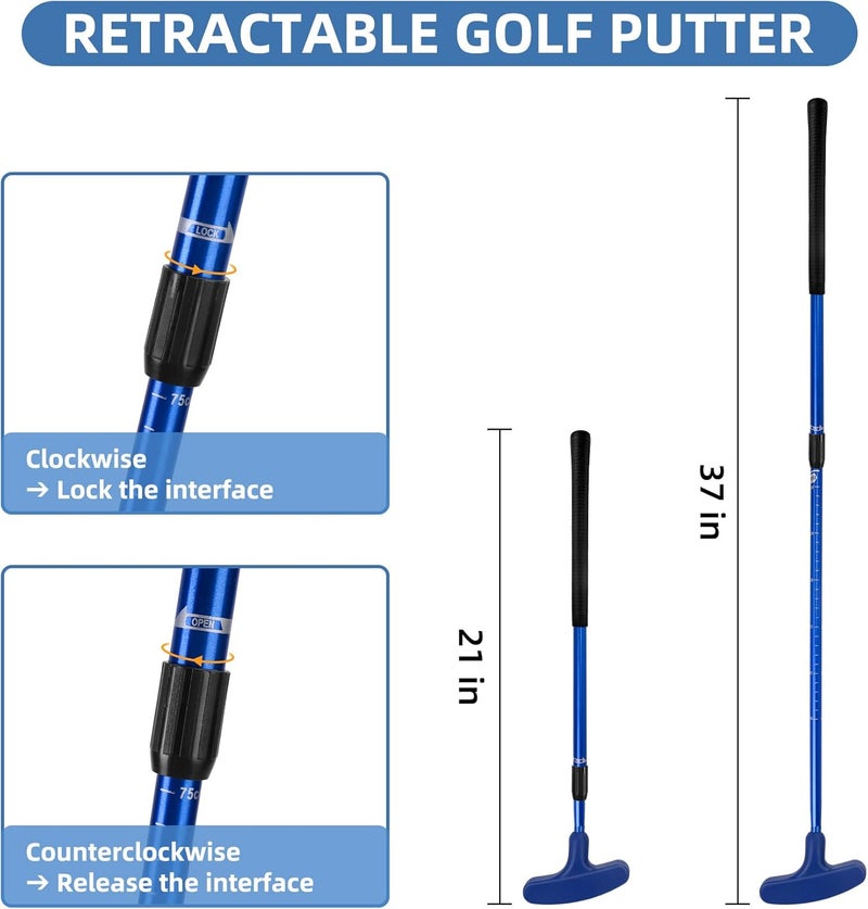 Micnaron 2 Pack Mini Golf Set - Two-Way Putter, Right/Left Handed, Adjustable Length for Children to Adults - Image 2